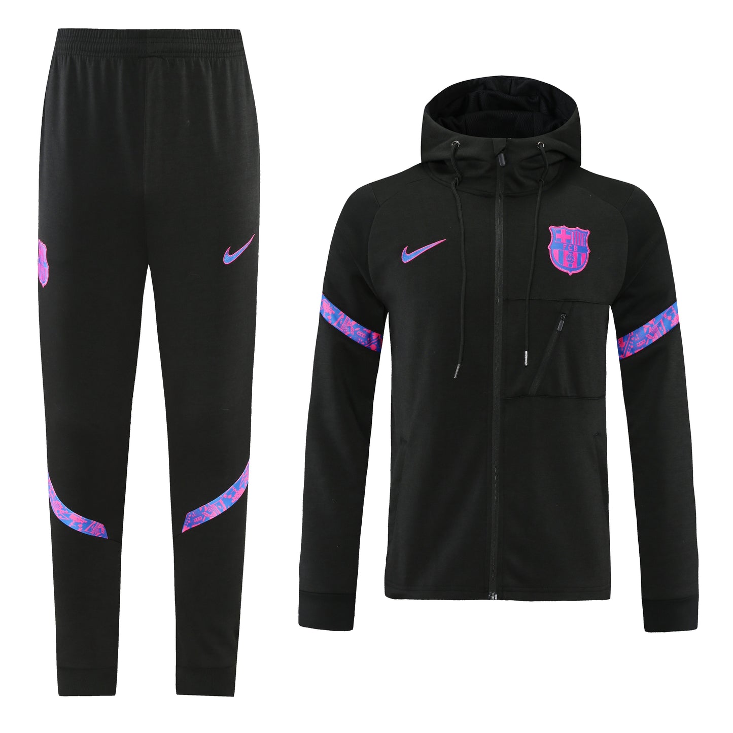 Barcelona 21/22 Full-Zip Hooded Tracksuit - Black