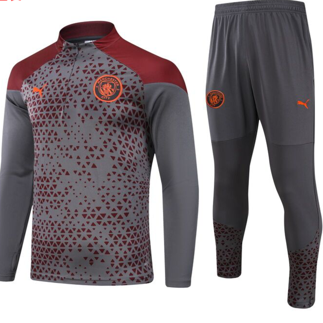 Manchester City 23/24 Half-Zip Youth TrackSuit - Grey