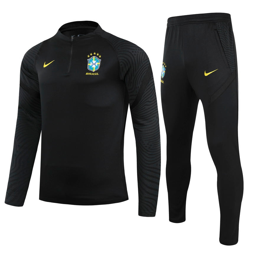 Brazil 21/22 Half-Zip Youth Tracksuit - Black