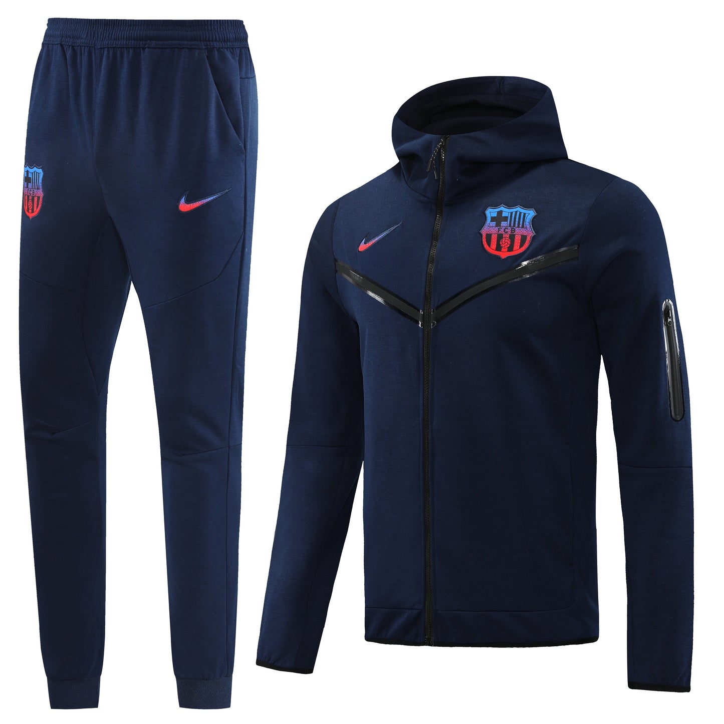 Barcelona 22/23 Hooded Full-Zip Tracksuit - Blue Navy