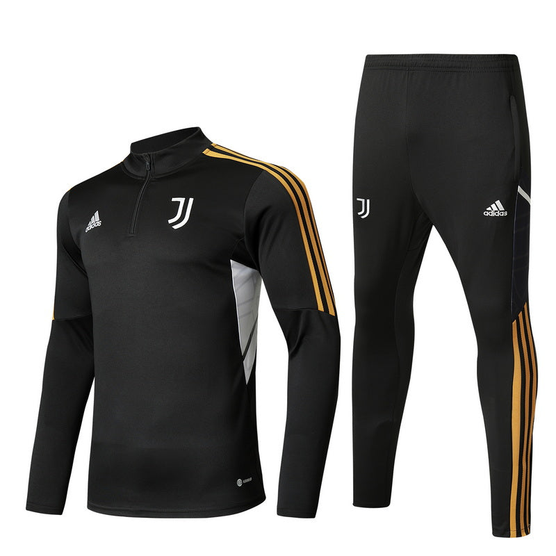 Juventus 22/23 Half-Zip Youth TrackSuit - Black